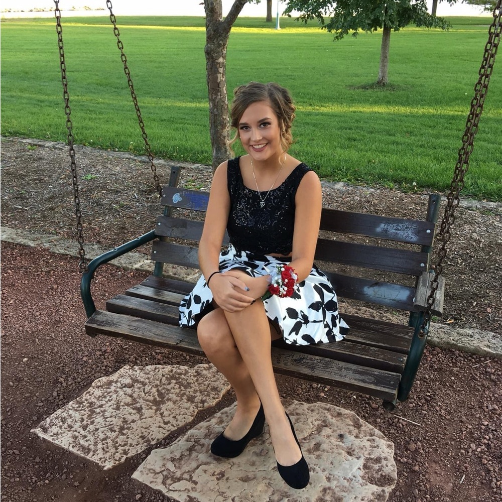 Black and white two piece dress